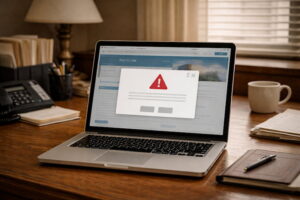 Fehlermeldung auf dem Laptop-Bildschirm