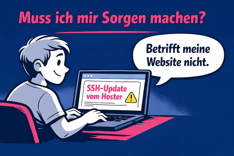 Webseiten Besitzer vor dem Laptop mit der Frage - Muss ich mir Sorgen machen?