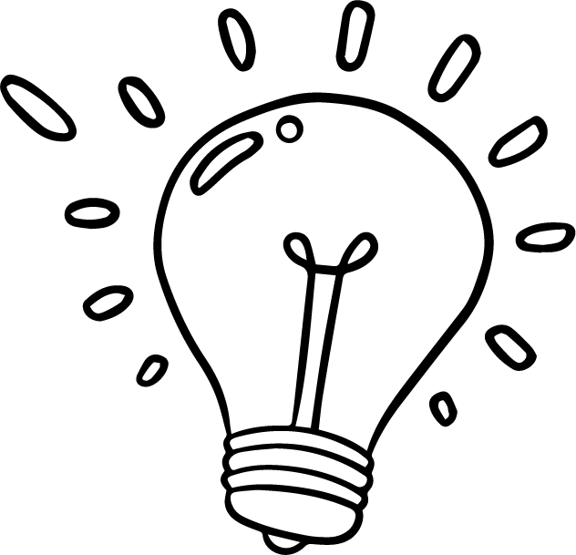 Kreativer website relaunch Glühlampe - einfache Zeichnung schwarz/weiß